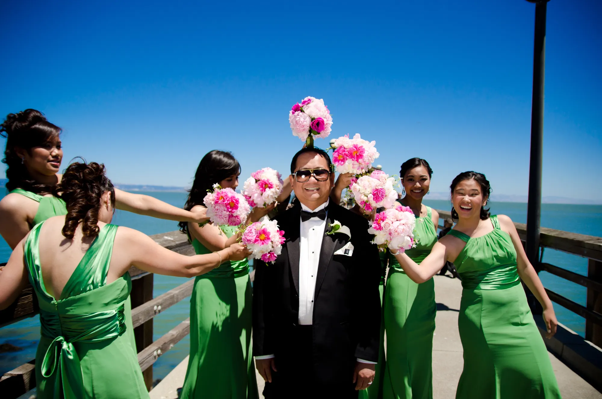 Wedding at sunset on a pier